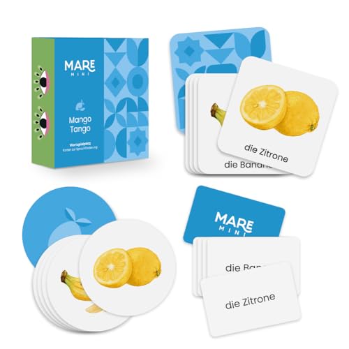 MAREMINI Montessori Wortschatzkarten – Dreiteilige Lernkarten: exotische Früchte für Kinder ab 4 Jahren. Lernspiel & Sprachförderung. Reißfest & nachhaltig. Geschenkidee für Kindergarten & Zuhause. von maremini