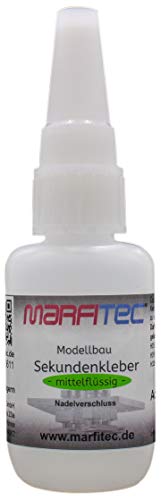 marfitec© Modellbau Sekundenkleber 20g mittelflüssig - Metall Nadelverschluss von marfitec