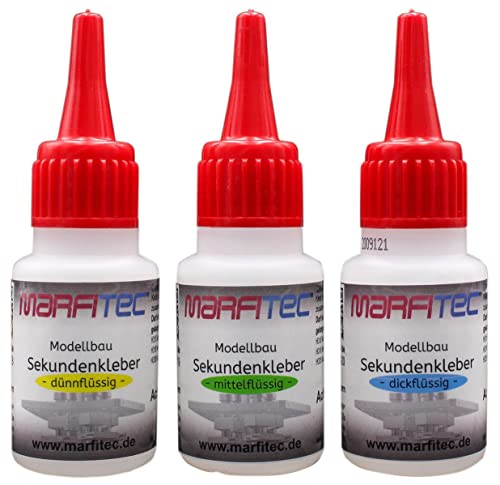 marfitec© Modellbau Sekundenkleber 3 x 20g Set - (3 Stück) Standard Verschluss von marfitec