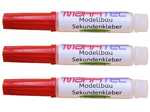 marfitec 3 x Modellbau Sekundenkleber 1g mittelflüssig Pipette von marfitec