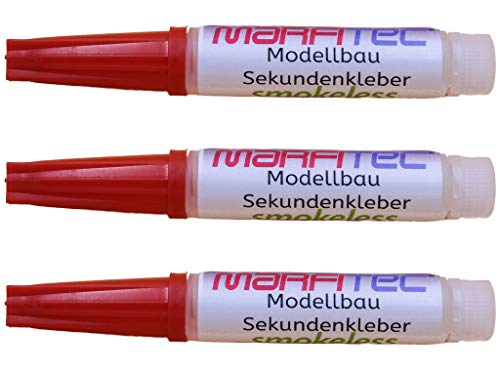 marfitec 3 x Modellbau Sekundenkleber 1g mittelflüssig - smokeless - von marfitec