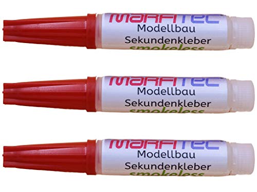marfitec 3 x Modellbau Sekundenkleber 1g mittelflüssig - smokeless - von marfitec