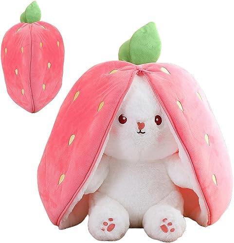 massoke Easter Bunny Plush Toy Cuddly Toy Rabbit Stuffed Toy Fruit Doll Plush Toy Carrot Strawberry Plush Easter Gifts for Children, Boys, Girls (Strawberry Rabbit.) von massoke