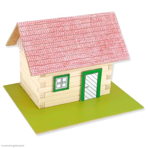 matches21 Blockhaus mit echten Holzbalken & einfacher Dachkonstruktion Holz Bausatz Bastelset Werkset f. Kinder ab 10 Jahren von matches21 HOME & HOBBY