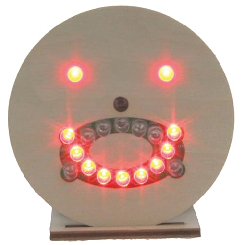 matches21 Gesicht Smiley mit LEDs Holzbausatz vorgefertigt Lötbausatz Bausatz Bastelset für Kinder ab 8 Jahre von matches21 HOME & HOBBY