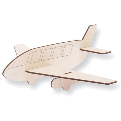 matches21 HOME & HOBBY Flugzeug DIY Holz Bastelset für Kinder ab 4 Jahren als Steckbausatz zum Bemalen von matches21 HOME & HOBBY