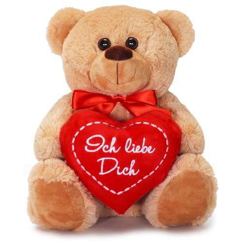 matches21 HOME & HOBBY Teddybär mit Herz ICH Liebe Dich Plüschteddy braun 25 cm süßes Valentinstag Kuscheltier Liebe Geschenk von matches21 HOME & HOBBY