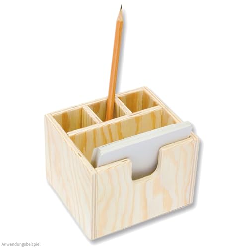 matches21 HOME & HOBBY Notizzettelbox DIY Holz Bastelset für Kinder ab 11 Jahren mit Stiftehalter Bausatz von matches21 HOME & HOBBY