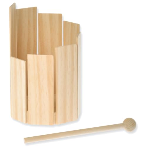 matches21 HOME & HOBBY Kinder Bastelset ab 4 Jahren Holz Rührtrommel rundes Xylophon einfaches Musikinstrument Bausatz Werkset von matches21 HOME & HOBBY