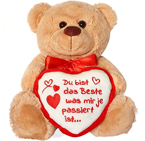 matches21 Teddybär mit Herz/Herzteddy Du bist das Beste was Mir je passiert ist Hellbraun/beige 25 cm Kuscheltier Schmusetier - Geschenkidee Freundin Klassiker von matches21 HOME & HOBBY