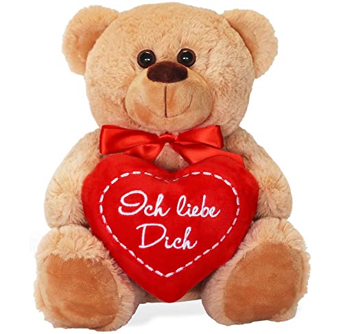 matches21 Teddybär mit Herz/Herzteddy Ich Liebe Dich Hellbraun/beige 25 cm Kuscheltier Schmusetier - Geschenkidee Freundin Klassiker von matches21 HOME & HOBBY