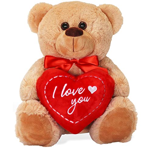 matches21 Teddybär mit Herz/Herzteddy I Love You Hellbraun/beige 25 cm Kuscheltier Schmusetier - Geschenkidee Freundin Klassiker von matches21 HOME & HOBBY