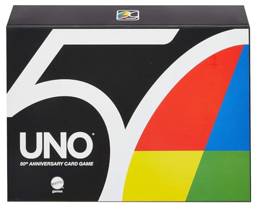 UNO Premium 50th Anniversary Edition Matching Card Game Featuring Commemorative Coin & 112 Cards, Game Night, Kids & Collectors Gift Ages 7 Years & Older von mattel games