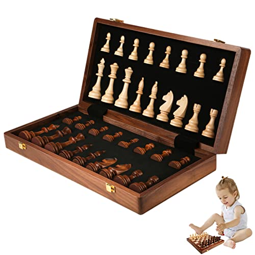 mawel Schachspiel aus Holz, tragbar, zusammenklappbar, mit Aufbewahrungsschlitzen, handgefertigt, für Erwachsene und Kinder mawel Schachspiel aus Holz, tragbar, zusammenklappbar, mit Aufbewahrungsschlitzen, handgefertigt, für Erwachsene und Kinder von mawel