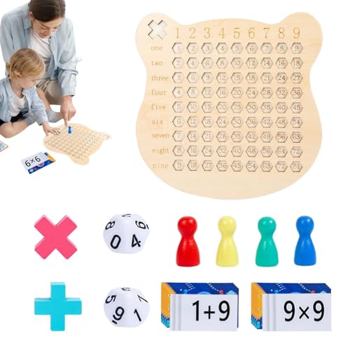 mawma Multiplikationsspiel aus Holz - 2 in 1 Multiplikationstabelle,Pädagogische Lernspiele für Kinder, reibungslose Mathe-Spiele zum Lernen von Multiplikation, Unterricht, Vorschulgeschenke ab 3 von mawma