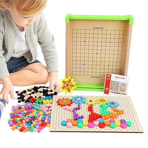 mawma Stecktafel-Puzzle für Kinder, Kunstspielzeug mit Knöpfen - Holzpuzzle Spielzeug Montessori Bausteine ​​,Feinmotorikspielzeug zur Entwicklung der Fantasie für den Frühunterricht, das Wohnzimmer von mawma