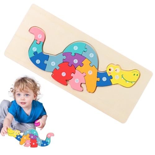 mawma Tangram-Puzzles für Kinder, Tierpuzzle aus Holz, Dinosaurier-Design-Puzzles für Vorschulkinder, Entzückendes, lustiges, farbenfrohes Montessori- und Stapelspielzeug für den Vorschul- und von mawma