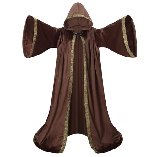 Mystic Wizard Robe mit Kapuze, holländischer Samt-Umhang, volle Länge, breite Ärmel, Stil, Erwachsenenkostüm, Mittelalter-, Retro-, Vintage-, Renaissance-Kostüm, Verkleidung für Halloween, Maskerade Mystic Wizard Robe mit Kapuze, holländischer Samt-Umhang, volle Länge, breite Ärmel, Stil, Erwachsenenkostüm, Mittelalter-, Retro-, Vintage-, Renaissance-Kostüm, Verkleidung für Halloween, Maskerade von maxToonrain