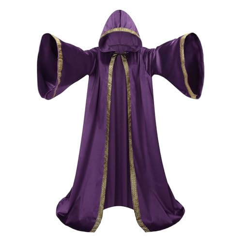 Mystischer Zauberer-Gewand für Erwachsene, mit holländischem Samt, mittelalterlicher Ritter-Kapuzenumhang, ausgestellte Ärmel, Zauberer-Outfit der Renaissance-Zeit für Halloween, Maskerade und St Mystischer Zauberer-Gewand für Erwachsene, mit holländischem Samt, mittelalterlicher Ritter-Kapuzenumhang, ausgestellte Ärmel, Zauberer-Outfit der Renaissance-Zeit für Halloween, Maskerade und St von maxToonrain