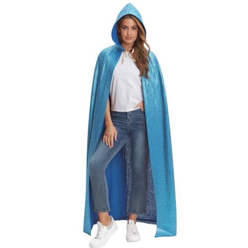 maxToonrain 1970er Jahre Disco-Kostüm für Herren und Damen, Abba-Kostüm, Erwachsene, volle Länge, glitzernd, Umhang für Halloween, Weihnachten, Karneval, Mama, Mia, Retro-Party, Gold, 150 cm von maxToonrain
