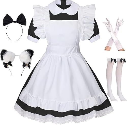 maxToonrain Dienstmädchen-Kostüm für Damen, Alice-Puppenkragen, Kleid, Geschenke, Dienstmädchen-Outfit-Set für Damen und Mädchen, 6-teilig, Schwarz, Größe XL maxToonrain Dienstmädchen-Kostüm für Damen, Alice-Puppenkragen, Kleid, Geschenke, Dienstmädchen-Outfit-Set für Damen und Mädchen, 6-teilig, Schwarz, Größe XL von maxToonrain