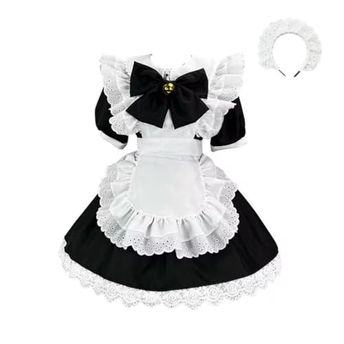 maxToonrain Dienstmädchen-Kostüm für Damen, französisches Kleid, Lolita, Valentinstagsgeschenk, Dienstmädchen-Outfit-Set für Damen und Mädchen (4-teilig) (Schwarz, M) von maxToonrain