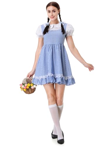 maxToonrain Dorothy-Kostüm für Erwachsene, Halloween-Kostüme für Damen, lustig, Kansas-Mädchen, Märchenblau, Gingham-Stil, Weltbuchtage, Verkleidung für Damen/Damen, Blau, Größe S maxToonrain Dorothy-Kostüm für Erwachsene, Halloween-Kostüme für Damen, lustig, Kansas-Mädchen, Märchenblau, Gingham-Stil, Weltbuchtage, Verkleidung für Damen/Damen, Blau, Größe S von maxToonrain