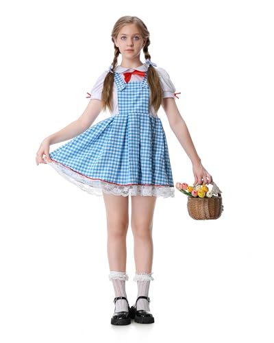 maxToonrain Dorothy-Kostüm für Kinder, 3-teilig, blau, kariert, Mädchenkleid mit passenden Haarspangen, weiße Socken für Welttag des Buches, Halloween, Weihnachten (2–4 Jahre, klein) von maxToonrain