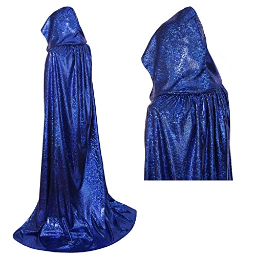 maxToonrain 70er Jahre Disco-Kostüm für Herren und Damen, Abba-Kostüme, Erwachsene, volle Länge, glitzernd, Umhang für Halloween, Weihnachten, Karneval, Mama, Mia, Retro-Party, Blau, 150 cm von maxToonrain