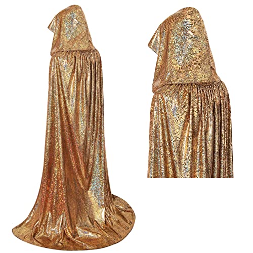 maxToonrain Glitzer-Umhang, Halloween, volle Länge, glitzernd, glänzend, für Herren und Damen, Karneval, Karneval, Weihnachtskostüm (Gold, 140 cm) von maxToonrain