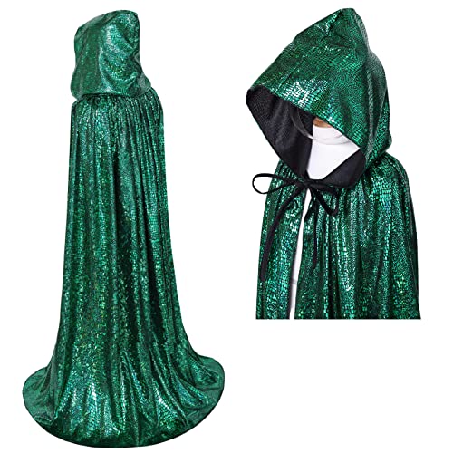 maxToonrain Glitzer-Umhang, Halloween, volle Länge, glitzernd, glänzend, für Herren und Damen, Karneval, Karneval, Weihnachten, Kostüm (grün, 160 cm) von maxToonrain