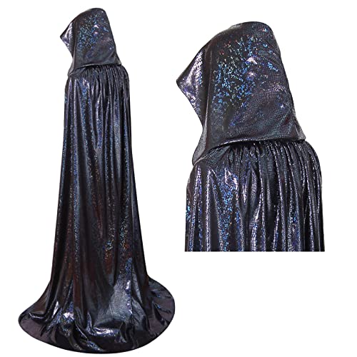 maxToonrain 70er Jahre Disco-Kostüm für Damen und Herren, glänzende Kostüme, für Erwachsene, volle Länge, glitzernd, Umhang für Halloween, Weihnachten, Karneval, Mama, Mia, Retro, Abba-Party, Schwarz von maxToonrain
