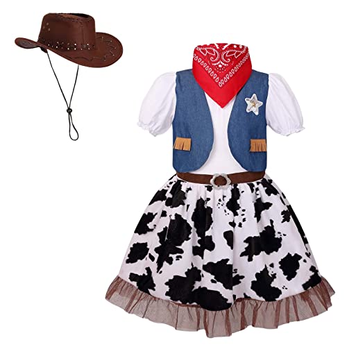 maxToonrain Halloween-Kostüm für Mädchen, lustiges Cowgirl-Kostüm, für Urlaub, Party, Prinzessin, Größe XL, blaue Kuh von maxToonrain