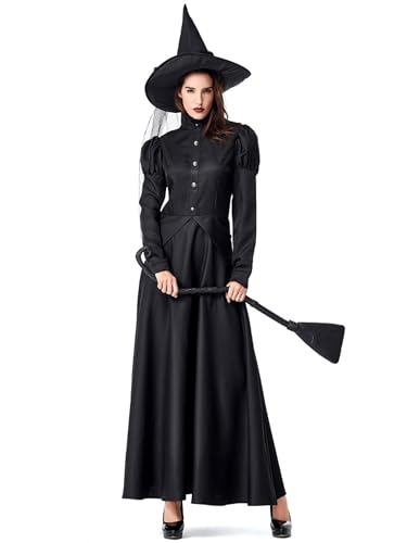 maxToonrain Hexenkostüme für Damen, kurz, Halloween-Kostüme, Cosplay, Party, böse Hexenhut, Kleider, Outfits, Verkleidung für Damen (Schwarz, XL) von maxToonrain