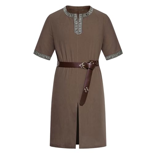 maxToonrain Mittelalter-Tunika für Herren, mit Renaissance-Gürtel, 195 cm, Wikingerritter-Kostüm für Halloween, Mottoparty, Larpen-Auferstehung, Sonntag, altgriechischer Tag, Braun, Größe M, 2 Stück maxToonrain Mittelalter-Tunika für Herren, mit Renaissance-Gürtel, 195 cm, Wikingerritter-Kostüm für Halloween, Mottoparty, Larpen-Auferstehung, Sonntag, altgriechischer Tag, Braun, Größe M, 2 Stück von maxToonrain