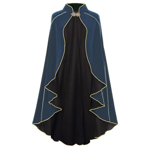 maxToonrain Mittelalterliches Kostüm, Damen-Zubehör, grüner Umhang aus Samt, Renaissance, Kapuzenumhang, Halloween, Welttag des Buches, Kostüme für Damen (Graublau, 110 cm) von maxToonrain