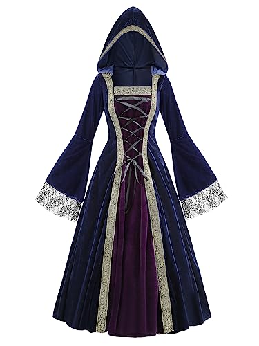 maxToonrain Mittelalterliches Kostüm für Damen, Kopfschmuck, Halloween-Kostüme, Renaissance-Kleid, Burgunderrot, Vintage, Gothic, Samt, viktorianisches Kleid, Weltbuch-Kostüm für Damen (Blau, Größe maxToonrain Mittelalterliches Kostüm für Damen, Kopfschmuck, Halloween-Kostüme, Renaissance-Kleid, Burgunderrot, Vintage, Gothic, Samt, viktorianisches Kleid, Weltbuch-Kostüm für Damen (Blau, Größe von maxToonrain