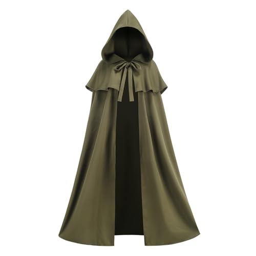 maxToonrain Mittelalterliches Kostüm für Damen, grüner Umhang, Samt, Renaissance, Kapuzenumhang, Halloween, Welttag des Buches, Kostüm, Verkleidung für Damen (weiblicher Umhang, Grün, 130 cm) von maxToonrain