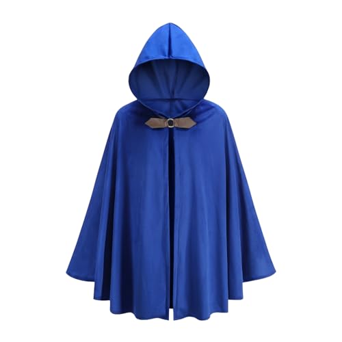 maxToonrain Mittelalterliches Kostüm mit Kapuze, Nordritter, Renaissance, Kapuzenumhang, Vintage, Gothic, Hexe, Zauberer, viktorianisches Halloween-Kostüm (Königsblau, 102 cm, Herren) von maxToonrain