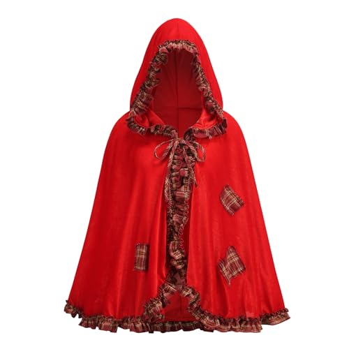 maxToonrain Rotkäppchen-Umhang für Damen, roter Umhang mit Kapuze, Samt, Halloween, Rotkäppchen-Kostüm, Märchencharakter, Weltbuchtag, Kostüm für Damen, kariert, Rot, 65 maxToonrain Rotkäppchen-Umhang für Damen, roter Umhang mit Kapuze, Samt, Halloween, Rotkäppchen-Kostüm, Märchencharakter, Weltbuchtag, Kostüm für Damen, kariert, Rot, 65 von maxToonrain