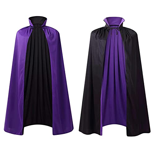 maxToonrain Wendeumhang für Erwachsene und Kinder, Ostern, Halloween, Weihnachten, Umhang, Cosplay, Kostüme für den Welttag des Buches, 140 cm, Schwarz/Violett von maxToonrain