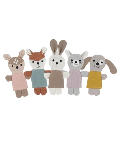maximo Fingerpuppen Tiere, 5er Pack Musselinstoff Musselin von maximo