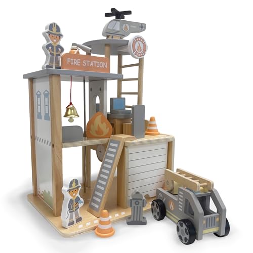 Maxx Kidz Holzfeuerwache - Feuerwehrspielzeug - Holzgarage mit Feuerwehrauto und Zubehör - Kleinkind Spielzeug ab 2 Jahren Maxx Kidz Holzfeuerwache - Feuerwehrspielzeug - Holzgarage mit Feuerwehrauto und Zubehör - Kleinkind Spielzeug ab 2 Jahren von maxxshop.nl