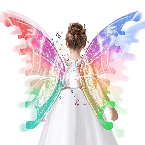 Elektrische Feenflügel mit LED Lichtern-Schmetterling Flügel für Mädchen Frauen mit beweglichen Schmetterlingsflügeln und musikalischen, Feen Kostüm Cosplay, Geschenk für Halloween Geburtstag Fasching Elektrische Feenflügel mit LED Lichtern-Schmetterling Flügel für Mädchen Frauen mit beweglichen Schmetterlingsflügeln und musikalischen, Feen Kostüm Cosplay, Geschenk für Halloween Geburtstag Fasching von maysida