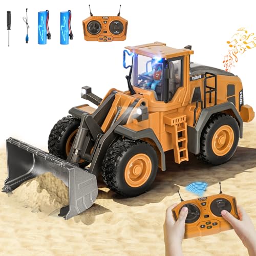 Ferngesteuerter Bagger Spielzeug Radlader Bulldozer mit Licht&Sound für Jungen 3-12 Jahre, 2,4GHz RC Bagger Bulldozer mit Metallschaufel, Baustellenfahrzeuge Kinder Geschenk für Geburtstag/Weihnachten Ferngesteuerter Bagger Spielzeug Radlader Bulldozer mit Licht&Sound für Jungen 3-12 Jahre, 2,4GHz RC Bagger Bulldozer mit Metallschaufel, Baustellenfahrzeuge Kinder Geschenk für Geburtstag/Weihnachten von maysida