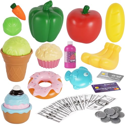 Kinder Rollenspiel Spielzeuggeschäft, Supermarkt Rollenspiel Set (inklusive Spielgeld/ Münzen/ Kreditkarten/ Spielzeug Lebensmittel), geeignet als Geschenke für Mädchen und Jungen von maysida