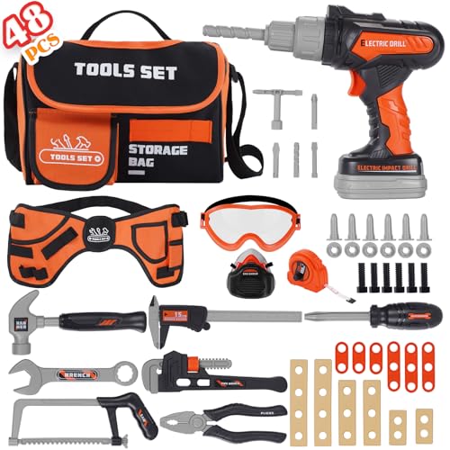 maysida 48PCS Kinder Werkzeug Set Spielzeug mit Elektrobohrmaschine Spielzeug, Werkzeugtasche &Werkzeuggürtel & Massband, Bauwerkzeug Kits Spielzeug, Kinder Geschenk für 3+ Junge Mädchen maysida 48PCS Kinder Werkzeug Set Spielzeug mit Elektrobohrmaschine Spielzeug, Werkzeugtasche &Werkzeuggürtel & Massband, Bauwerkzeug Kits Spielzeug, Kinder Geschenk für 3+ Junge Mädchen von maysida