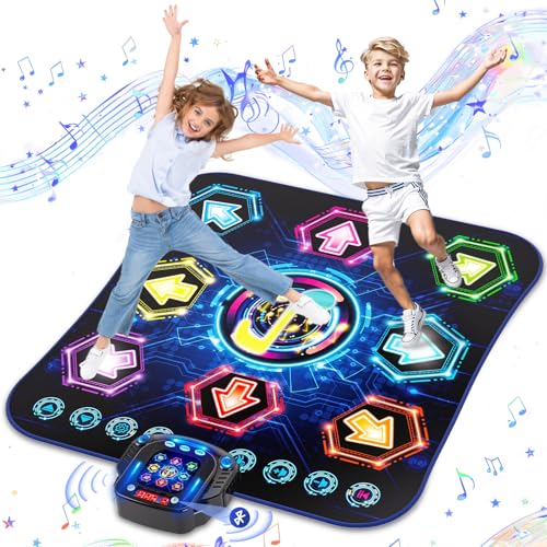 masida Tanzmatte für Kinder ab 3-12 Jahre, 2025 Musikmatte mit 8 LED-Lichtern&Bluetooth,Tanzmatte für mädchen/jungen mit interaktive LED-Batteriebox&27Level, spielzeug geschenk mädchen 4 5 6 7 8 jahre von maysida