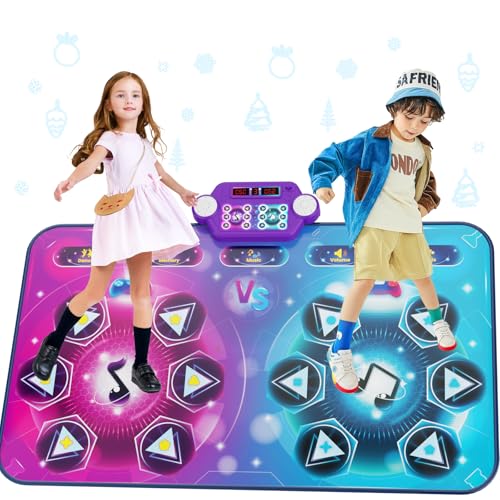 maysida Rechargeable Tanzmatte für 2 Kinder Spielzeug Geschenke für Mädchen Jungen 4 5 6 7 8Jahre,Kindertanzmatten für 1/2 Spieler(3 Spielmodi), Interaktive Musikmatte Weihnachten Geburtstag Spielzeug von maysida