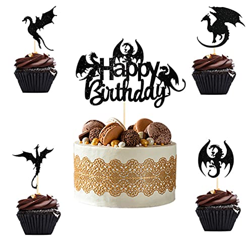 25 Stück Schwarzer Drache Alles Gute zum Geburtstag Glitter Cake Topper,Babydusche Cupcake Toppers,Schwarzer Drache Party dekoration,Geburtstagsparty Dekorationen Cocktails Obst Sticks,Cupcake Toppers 25 Stück Schwarzer Drache Alles Gute zum Geburtstag Glitter Cake Topper,Babydusche Cupcake Toppers,Schwarzer Drache Party dekoration,Geburtstagsparty Dekorationen Cocktails Obst Sticks,Cupcake Toppers von mciskin